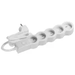 Przedłużacz STANDARD z wyłącznikiem, 5x2P+Z, z przewodem 3,0 m 3x1.5 mm² - BIAŁY/JASNOSZARY