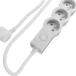 Przedłużacz STANDARD z wyłącznikiem, 5x2P+Z, z przewodem 3,0 m 3x1.5 mm² - BIAŁY/JASNOSZARY