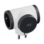Rozgałęźnik obrotowy 2x2P+Z, USB C+C - BIAŁY/GRAFITOWY
