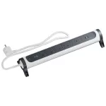 Przedłużacz PREMIUM, obrotowy, 5x2P+Z, z dwoma gniazdami USB C i ogranicznikiem przepięć, z przewodem 1,5 m 3x1.0 mm² - BIAŁY/GRAFITOWY