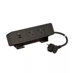 INCARA: ONDESK - 2X2P+Z/USB A+C-PRZEWÓD 2 METRY- CZARNY