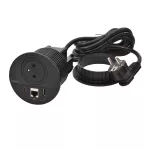 INCARA: DISQ 80 - 2P+Z / USB A+C / RJ45 - 2,0 M-CZARNY
