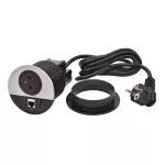 INCARA: DISQ 80 - 2P+Z / USB A+C / RJ45 - 2,0 M-METAL/CZARNY