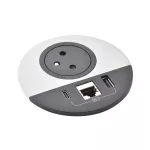 INCARA: DISQ 80 - 2P+Z / USB A+C / RJ45 - 2,0 M-METAL/CZARNY