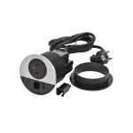 INCARA: DISQ 80 - 2P+Z / USB A+C / WYJŚCIE KABLOWE - 2,0 M-METAL/CZARNY