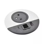 INCARA: DISQ 80 - 2P+Z / USB A+C / WYJŚCIE KABLOWE - 2,0 M-METAL/CZARNY
