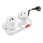 INCARA: ELECTR'ON - PODSTAWA 1X2P+Z / USB A+C - 2,5 M-BIAŁY
