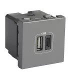 MOSAIC - Ładowarka 2 x USB 2400 mA Typ-A + Typ-C aluminium