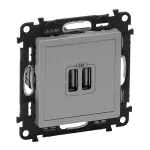 VALENA LIFE ŁADOWARKA Z GNIAZDEM 2 x USB ALUMINIUM