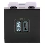 MOSAIC - Gniazdo USB C 30W typu power delivery - kolor czarny