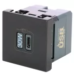 MOSAIC - Gniazdo USB C 30W typu power delivery - kolor czarny