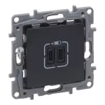 NILOE SELECTION - GNIAZDO 2 X USB TYP C+C - 3 A ANTRACYT