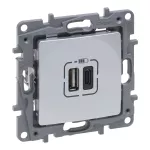 NILOE SELECTION - GNIAZDO 2 X USB TYP A+C - 3 A ALUMINIUM