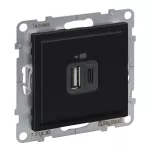 SUNO - Gniazdo USB typ A + C - 5 V - 3 A, Czarny