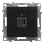 SUNO - Gniazdo USB typ C + C - 5 V - 3 A, Czarny