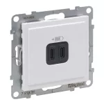 SUNO - Gniazdo USB typ C + C - 5 V - 3 A, Biały