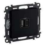 VALENA LIFE - GNIAZDO USB A+C 3A - CZARNE