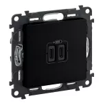 VALENA LIFE - GNIAZDO USB TYP C+C - 15 W - CZARNE