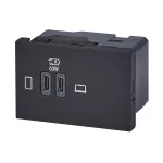 MOSAIC - GNIAZDO 2 X USB 2 MODUŁY TYP C+C 63 W ANTRACYT