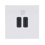 MOSAIC - GNIAZDO 2 X USB 2 MODUŁY TYP C+C 30 W BIAŁE
