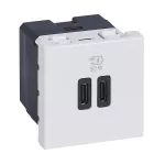 MOSAIC - GNIAZDO 2 X USB 2 MODUŁY TYP C+C 30 W BIAŁE