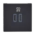 MOSAIC - GNIAZDO 2 X USB 2 MODUŁY TYP C+C 30 W ANTRACYT