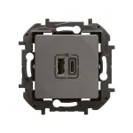 NOWE NILOE - GNIAZDO 2 X USB TYP A+C - 3 A STALOWE