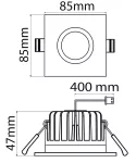 Oprawa Velox LED downlight Kwadratowa, stała z możliwością ściemniania (ALS85WSD 8W/840 LED WH)
