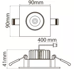 Oprawa Velox LED downlight Kwadratowa , ruchoma (ALS90NS 4W/840 LED WH)