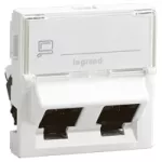 MOSAIC - Gniazdo 2 x RJ 45 kat. 6 FTP wyjście 45 stopni 2 modułowe Biały
