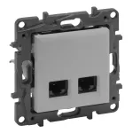 Niloe Step - gniazdo podwójne 2xRJ45 kat. 6 UTP- kolor aluminium