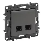 Niloe Step - gniazdo podwójne 2xRJ45 kat. 6A UTP- kolor stalowy