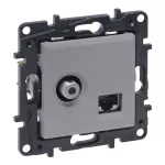 Niloe Step - gniazdo TV typu "F" końcowe do instalacji typu gwiazda, 1,5 dB + RJ 45 kat. 6 UTP- kolor aluminium