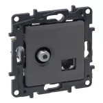 Niloe Step - gniazdo TV typu "F" końcowe do instalacji typu gwiazda, 1,5 dB + RJ 45 kat. 6 UTP- kolor stalowy