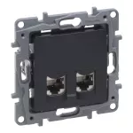 NILOE SELECTION - GNIAZDO 2 X RJ 45 KAT. 6 STP ANTRACYT