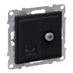 SUNO - Gniazdo TV typ "F" 1.5 dB + RJ45 KAT 6 UTP, Czarny