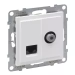 SUNO - Gniazdo TV typ "F" 1.5 dB + RJ45 KAT 6 UTP, Biały