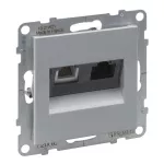 SUNO - Gniazdo RJ 11 + RJ 45/KAT 6 UTP, Aluminium