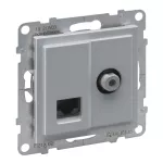 SUNO - Gniazdo TV typ "F" 1.5 dB + RJ45 KAT 6 UTP, Aluminium