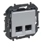 NILOE STEP - GNIAZDO PODWÓJNE 2XRJ45 KAT. 5E FTP - KOLOR ALUMINIUM