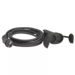 PRZEDŁUŻACZ GUMOWY 2X2P+Z IP44 - 10M - CZARNY