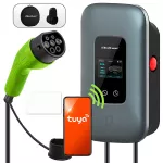 Qoltec Stacja ładowania EV Typ2 do samochodu elektrycznego i hybryd |  3 fazy | 22kW | 32A | Wi-fi | LCD | RFID | Smart life | TUYA | Wallbox | 5m