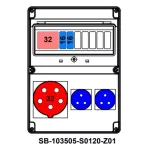 ROZDZIELNICA PRZENOŚNA Z ZABEZPIECZENIAMI;C32-3P;2XB16-1P; 5X32A;2X2P+PE;INA=32A;IP54;KABEL+ STOJAK METALOWY WYSOKI