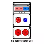 ROZDZIELNICA PRZENOŚNA Z ZABEZPIECZENIAMI;2XC32-3P;C16-3P;B16-1P;2X5X32A;5X16A;2P+PE;INA=32A;IP54;KABEL+UCHWYT+PODSTAWKA Z TWORZYWA