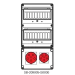 ROZDZIELNICA PRZENOŚNA Z ZABEZPIECZENIAMI;RCCB40;C32-3P;C16-3P; 5X32A;5X16A;INA=32A;IP54;KABEL+STOJAK METALOWY WYSOKI
