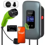 Qoltec Stacja ładowania EV Typ2 do samochodu elektrycznego i hybryd |  3 fazy | 22kW | 32A | Wi-fi | LCD | RFID | Smart life | TUYA | Wallbox | 5m