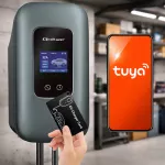 Qoltec Stacja ładowania EV Typ2 do samochodu elektrycznego i hybryd |  3 fazy | 22kW | 32A | Wi-fi | LCD | RFID | Smart life | TUYA | Wallbox | 5m