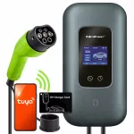 Qoltec Stacja ładowania EV Typ2 do samochodu elektrycznego i hybryd |  3 fazy | 22kW | 32A | Wi-fi | LCD | RFID | Smart life | TUYA | Wallbox | 5m