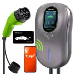 Qoltec Stacja ładowania EV Typ2 do samochodu elektrycznego i hybryd | 22kW | Wi-fi| Smart life | LCD | RFID | 3 fazy | Wallbox | 5m