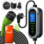 Qoltec Mobilna ładowarka do samochodu elektrycznego EV i hybryd z regulacją 2w1 Typ2 | 3.5kW | 230V | SCHUKO 16A | Wi-fi | TUYA | Smart Life | LCD | Przenośna | 5m